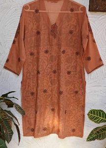 🧱 Brick Colour (Unique Shade) Chikankari Kurta