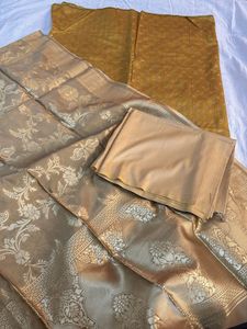 Premium banarasi mustard and golden suit set