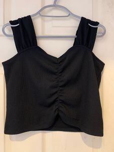 Chic Black Ruched Tank Top