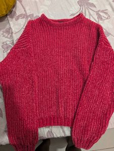 Pink Knit Pullover Sweater