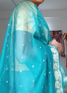 Teal Dupatta with Silver Detail