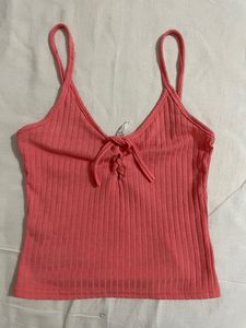 Peach Tank Top With Front Tie Up