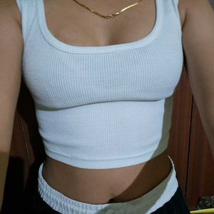 White Ribbed Tank Top