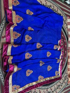 Blue Saree With Complementary Stitched Blouse