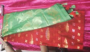 Red &amp; Green Decorative Saree