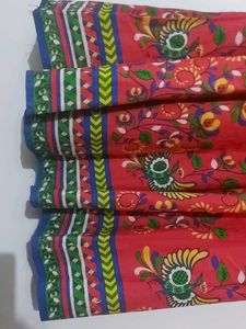 Red Coloured Sleeveless Anarkali Kurta With Koti.