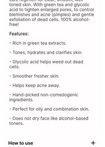 Plum Green Tea Toner Used Twice