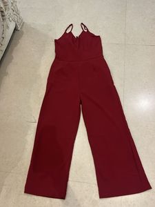 Burgundy Wide-Leg Jumpsuit