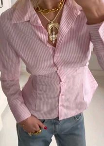 Cropped Pink Striped Shirt