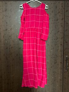 Pink Checkered Maxi Dress