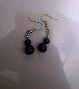 Elegant Midnight Black Beaded Earrings