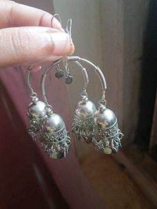 Silver Jhumka Earrings