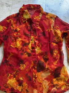 Girl’s Vibrant  Red Stylish Chiffon Top