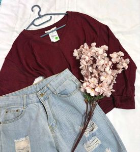 🎁Buy1 Get1 Free Knotted Burgundy Top D