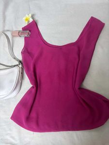 Magenta Flutter Sleeve Top