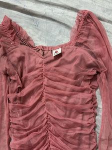 Pink Ruched Mini Dress