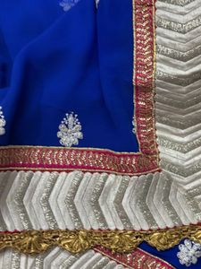 Royal Blue Embroidered Saree