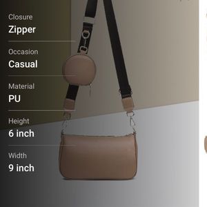 Beige Shoulder Bag with Coin Purse