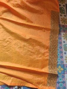 Orange Saree 🧡 With Blouse Piece 🧩