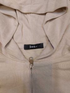 Beige Zip-Up Hoodie