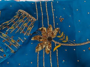 Teal Embellished Sari