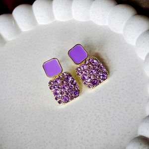 Purple Crystal Dangle Earrings