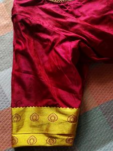 Wedding Cotton Silk Saree With Stitched Blouse