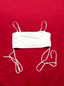 Stradivarius White Spaghetti Strap Tube Top