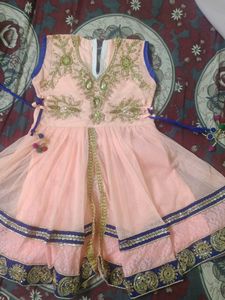 Girl&#39;s Peach Embroidered Salwar Kameez