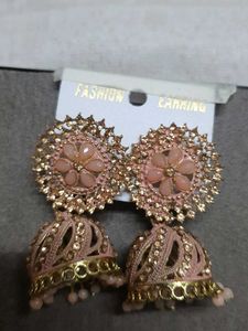 Pink Jhumka Earrings