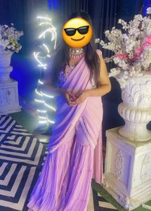 Indo Sharara Drape saree With Heavy blouse