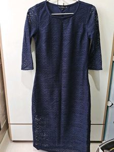 Navy Lace Sheath Dress