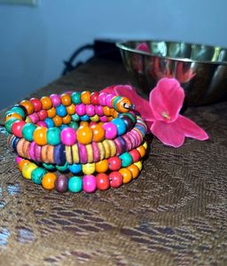 Boho Wood Beaded Bracelet Set