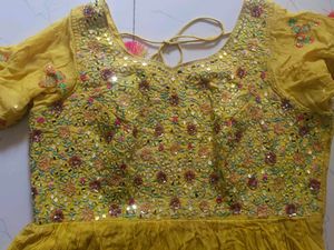 Yellow kurta cum gown