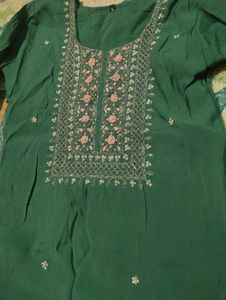 Green Embroidered Kurta