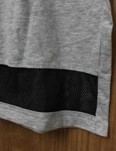 Black Mesh Sleeves Grey T-shirt For Women