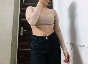 Ribbed Knit Cropped Sweater