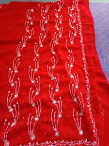 Red Embellished Saree