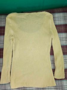 Yellow Ribbed Knit Top