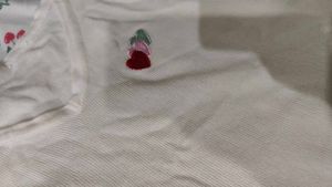 Soft Ribbed Crop Top With Hearts/ Korean Style