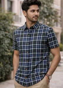 Men's Plaid Short Sleeve Shirt- Brand New