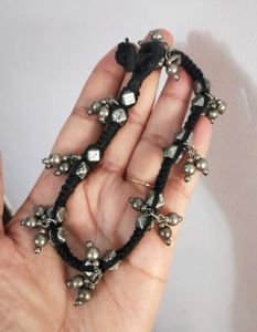 Thread Anklet with Silver Charms