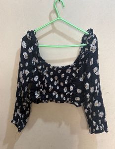 Jennyfer “Don’t Call Me” Floral Ruched Crop Top