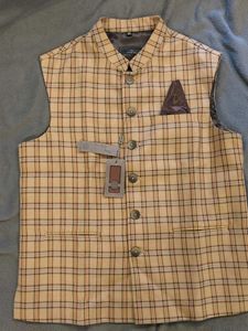 XXL - Brown Chequered Nehru Jacket
