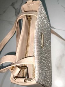 Sparkly Beige Top Handle Bag