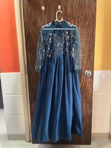32 Bust Blue Embellished Maxi Dress