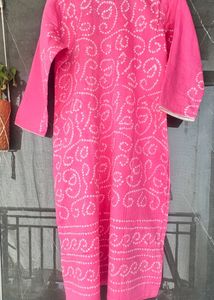 Pink Bandhani Kurti Set with Dupatta