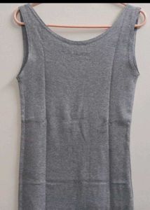 Gray And White Pattern Sleeveless Tank Top Dress