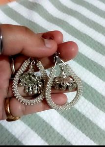 Silver Jhumka Drop Earrings