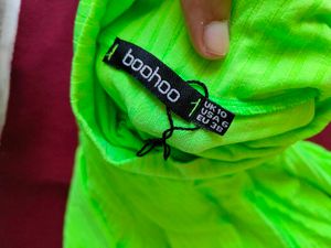 Boohoo Neon Green Turtleneck Bodysuit